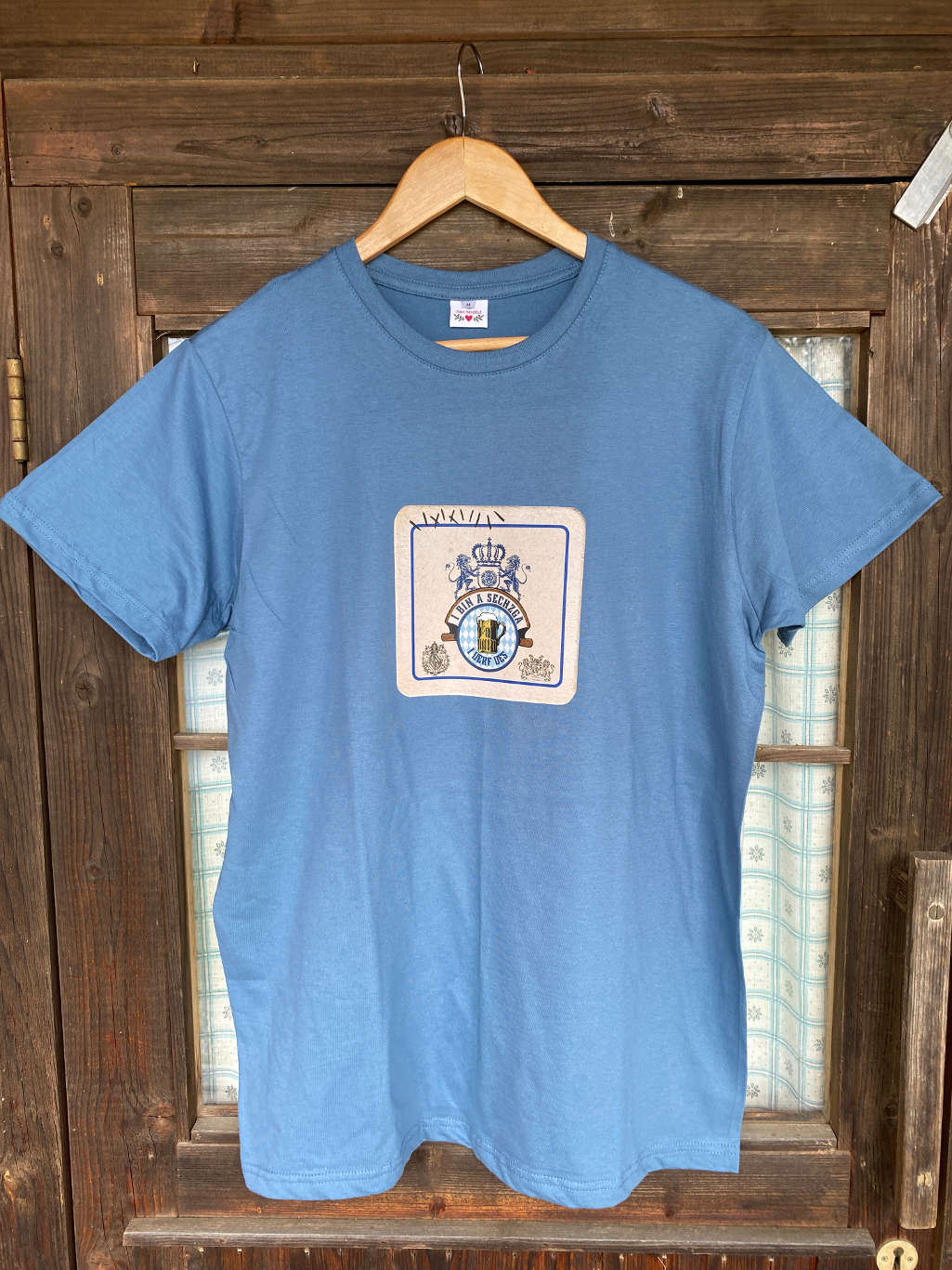 Bierdeckel Shirt für Herren Maßkrug blau bayrisch