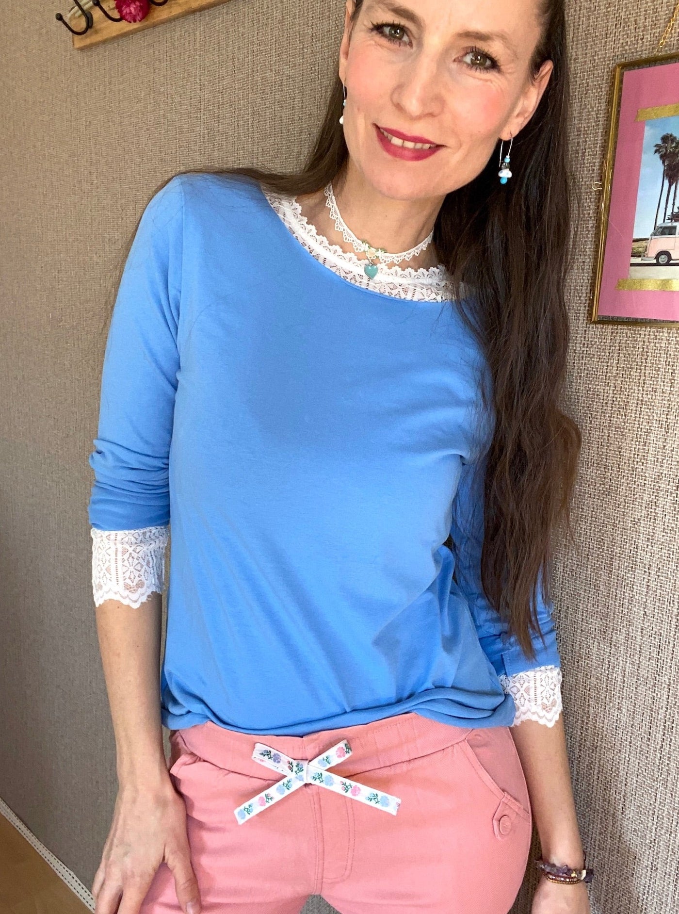 Blümchen Frühlingshose & Azur Langarm Shirt