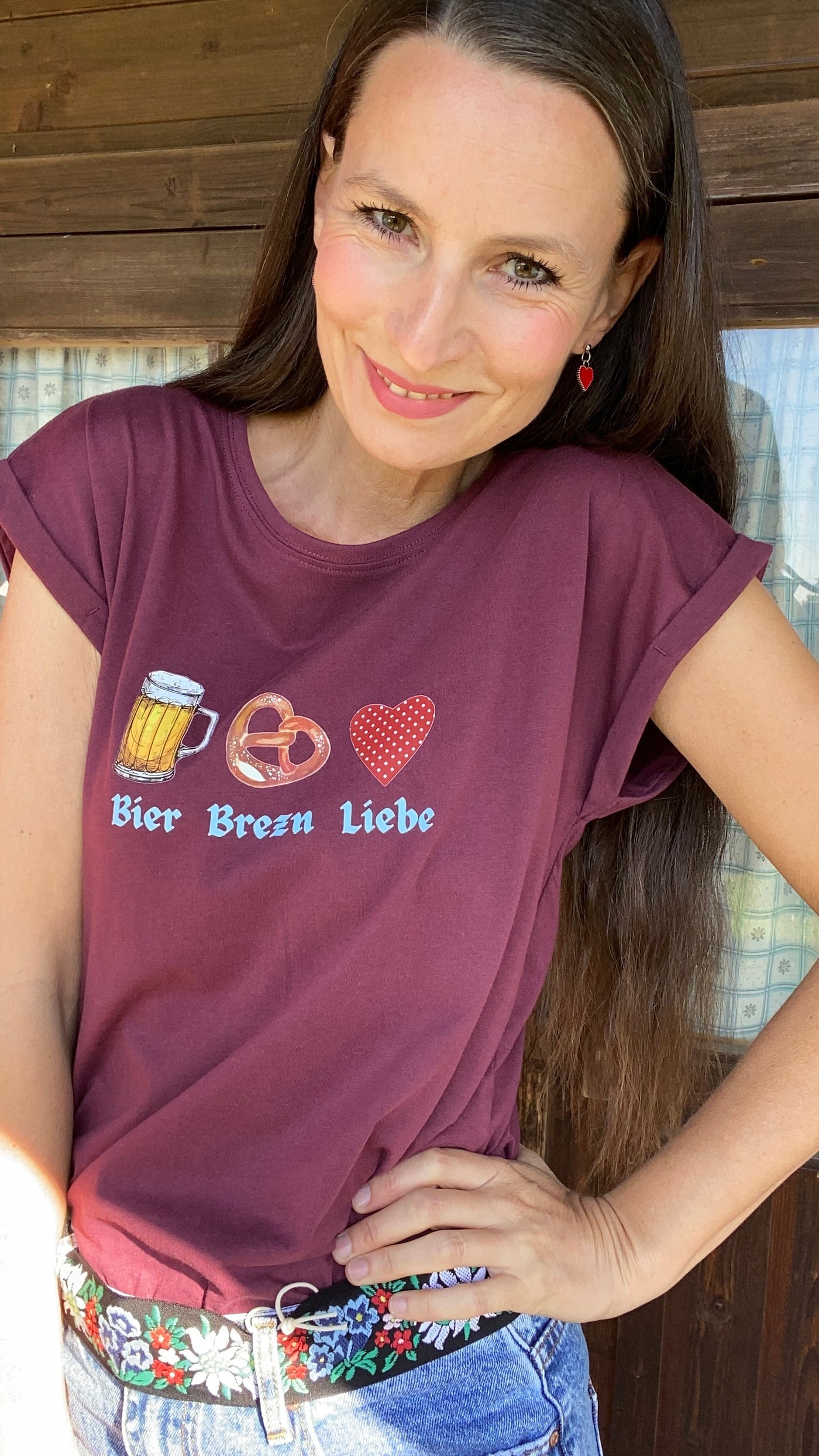Bier Brezel Liebe T-Shirt in der Farbe lila