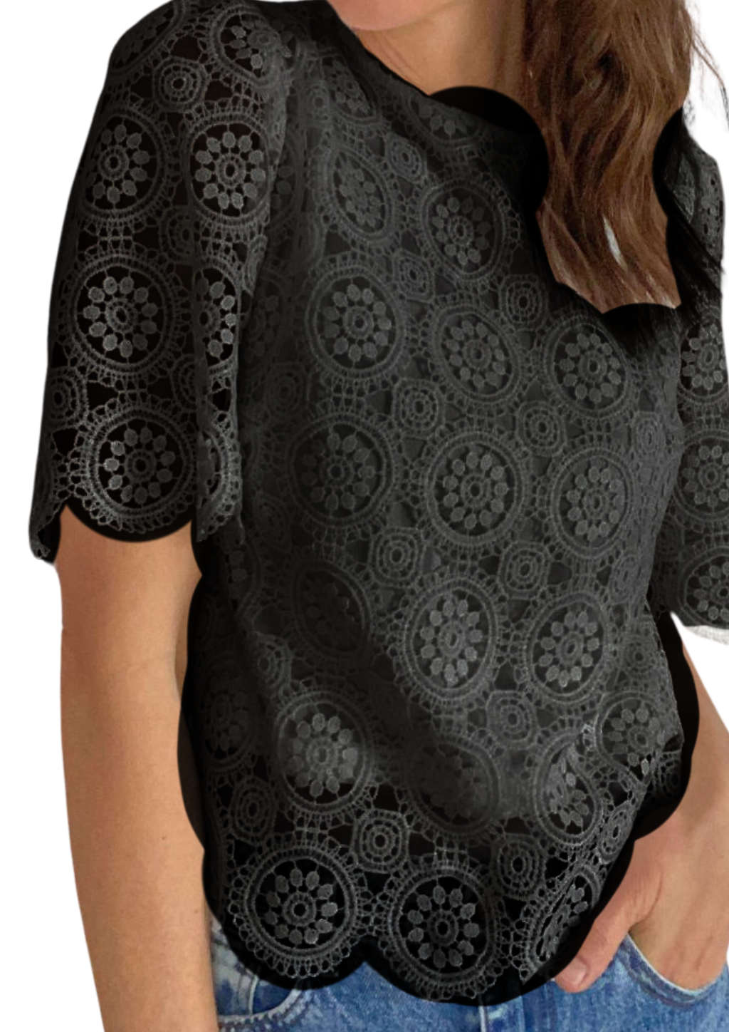 Shirt mit Spitzenmuster