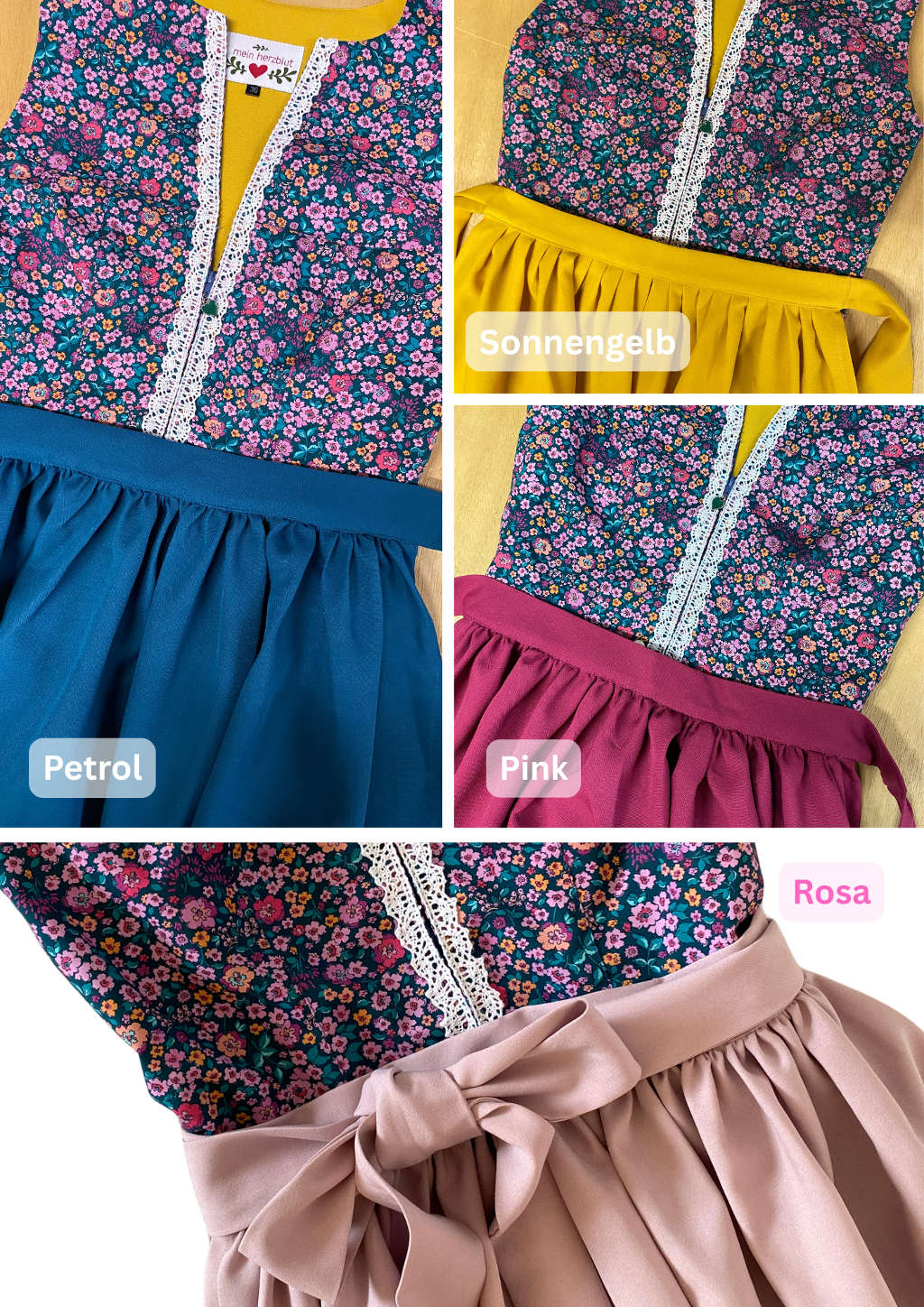 Dirndl mit verschiedenen Schürzen