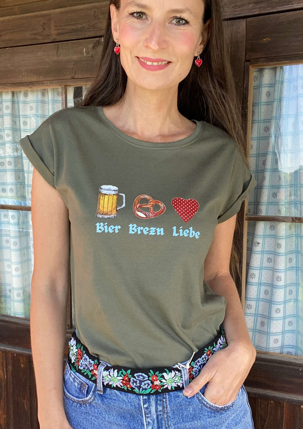 Damen Volksfest Shirt mit Breze und Liebe