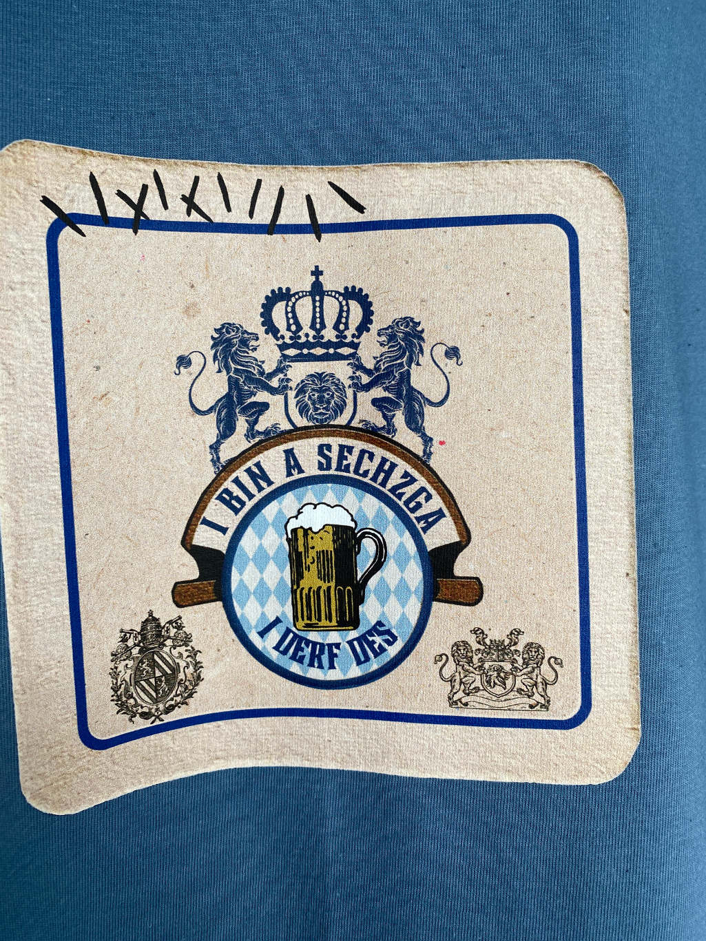 Blaues Löwen Shirt Bierdeckel bayrische Raute Shop
