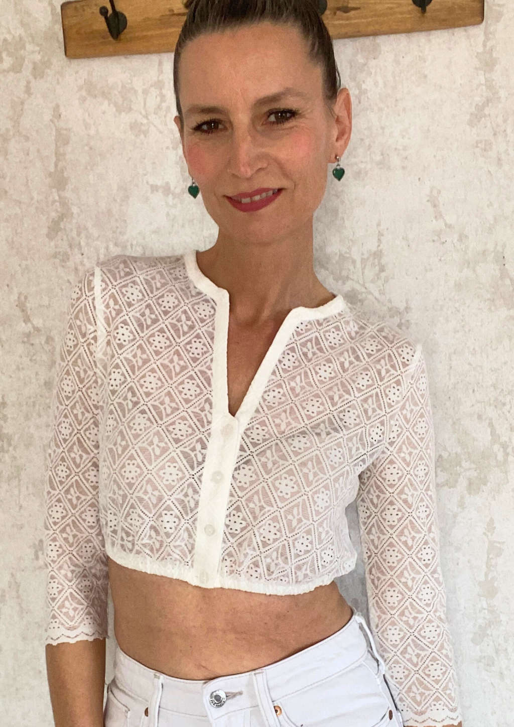 Dirndlbluse dreiviertel Arm weiß langarm