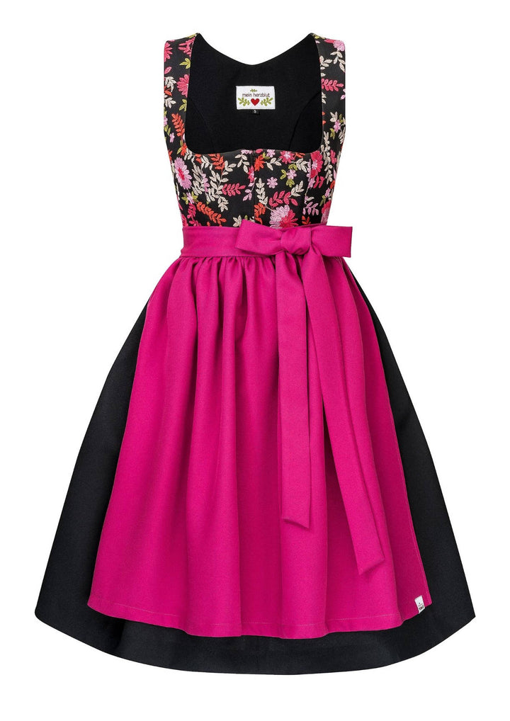 Dirndl bestickt pink schwarz herzblut shop