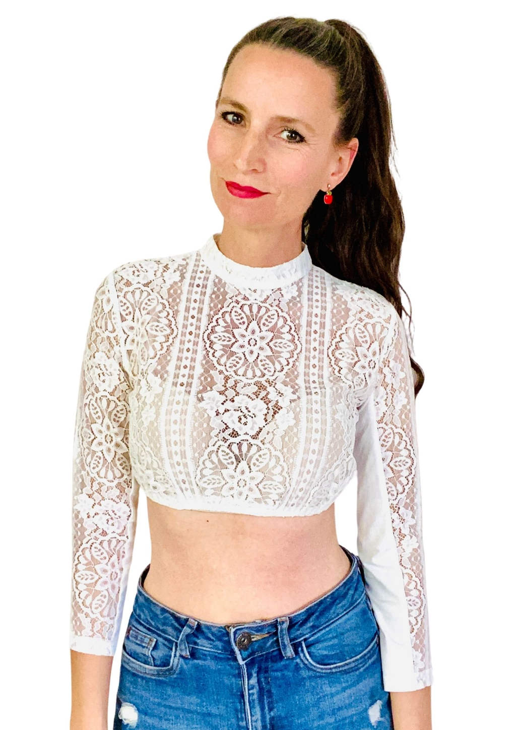weiße langarm Dirndl Bluse Spitze herzblut Shop Niederbayern 