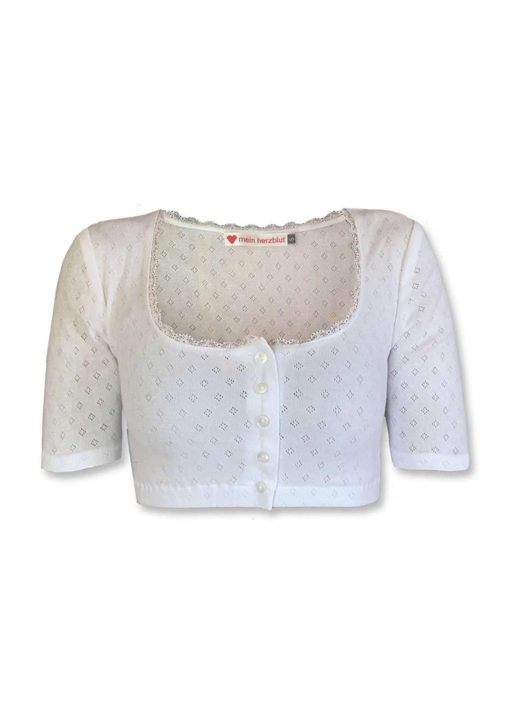 Dirndl Bluse weiß Rundhalsausschnit im Retro Vintage Stil mein herzblut Shop