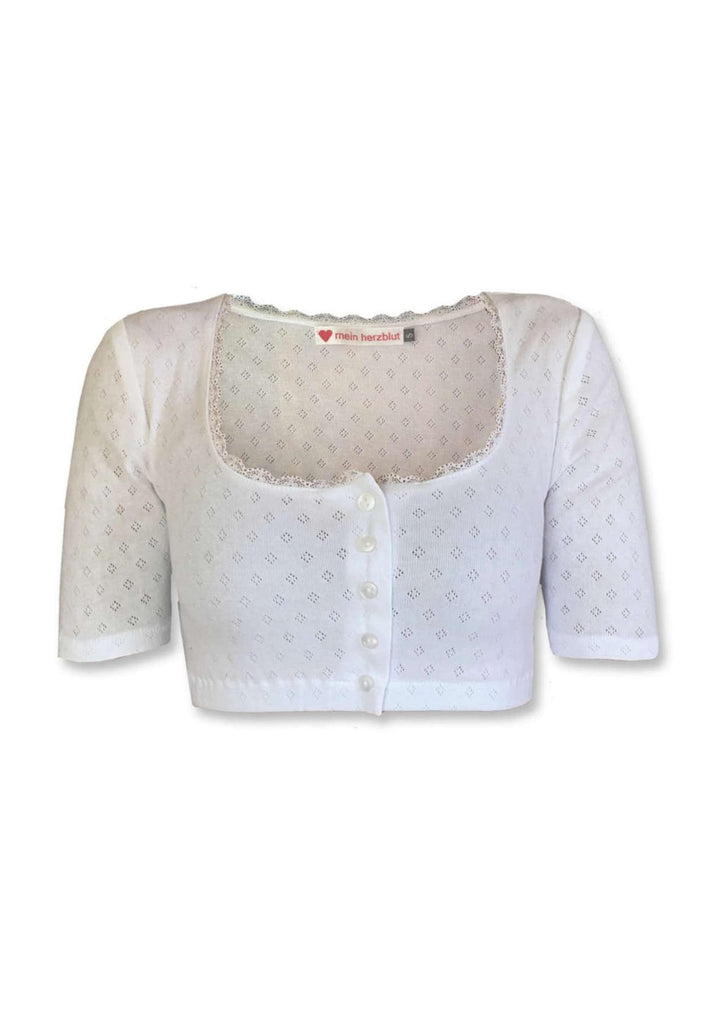 Dirndl Bluse weiß Rundhalsausschnit im Retro Vintage Stil mein herzblut Shop