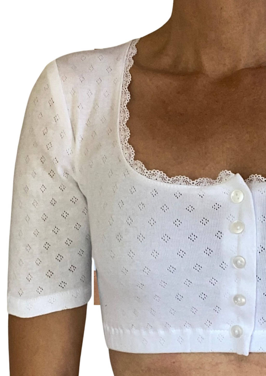 Dirndl Bluse Pointelle Baumwolle Lochmuster mein herzblut shop