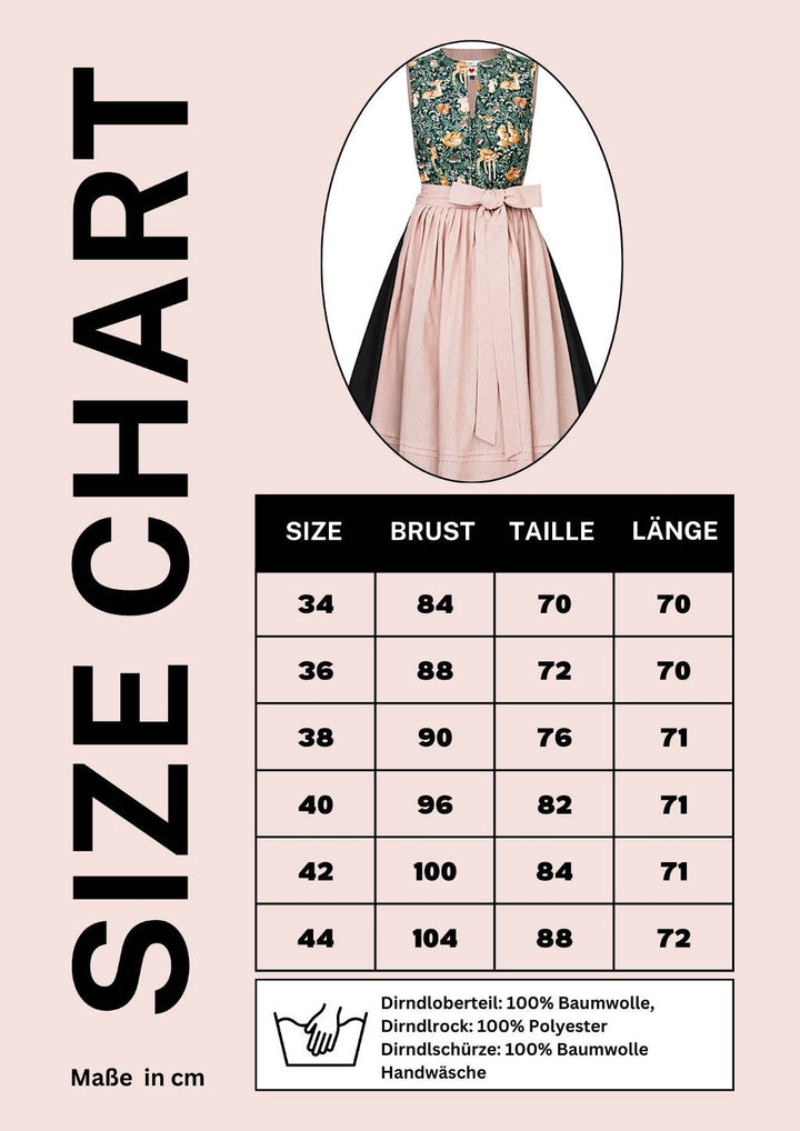 Dirndl Größentabelle mein herzblut Shop