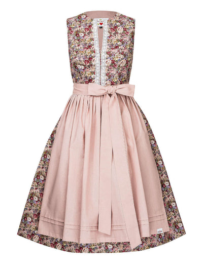 Dirndl rosa hochgeschlossen mit Rosen herzblut Shop