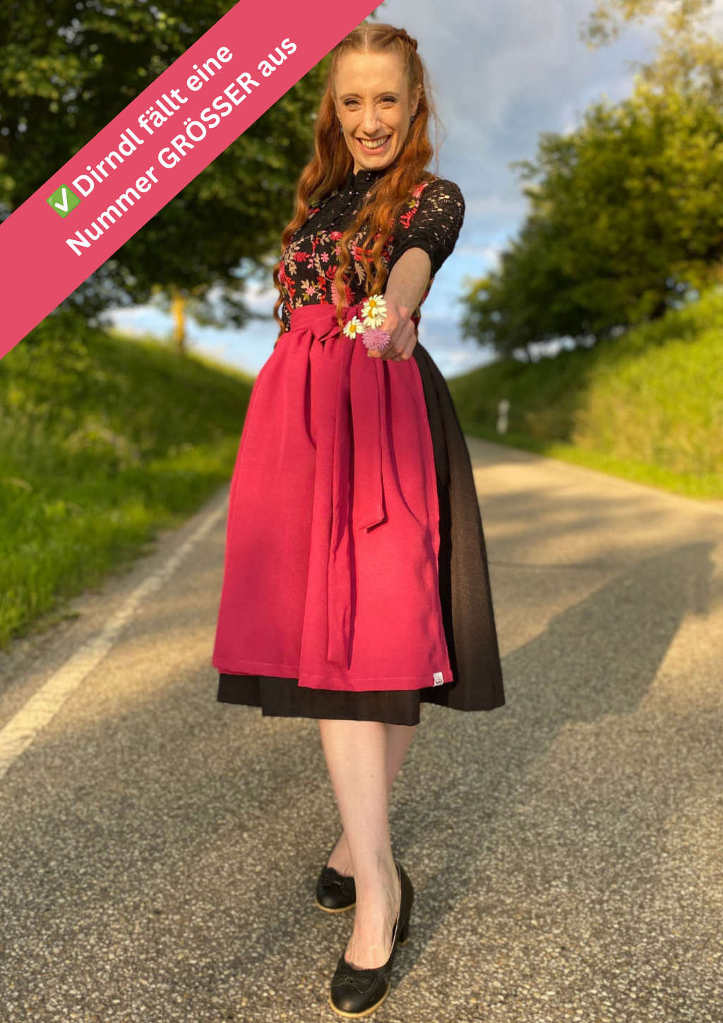 Dirndl Romina schwarz pink