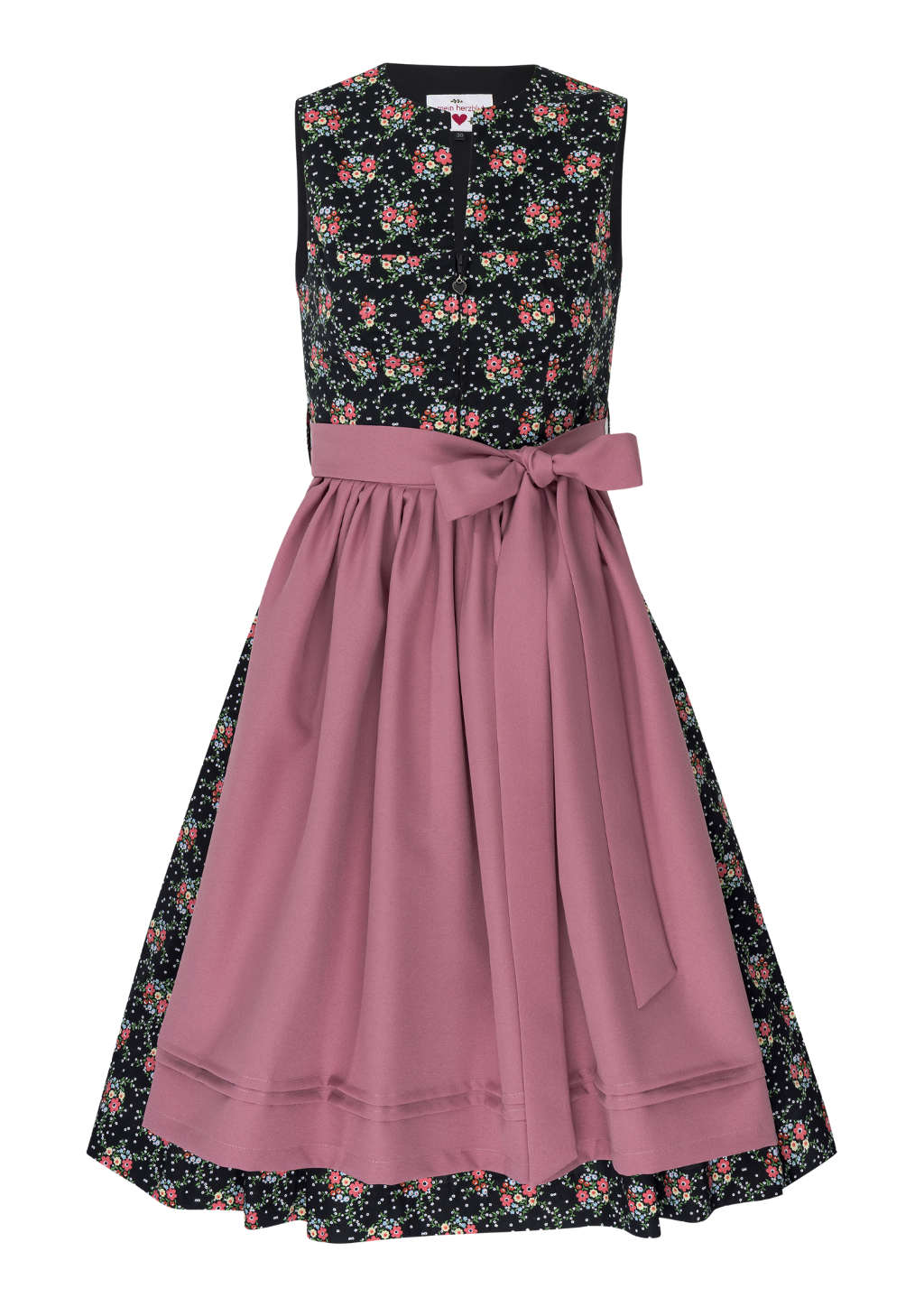 Baumwolldirndl schwarz mit bungen Blumen