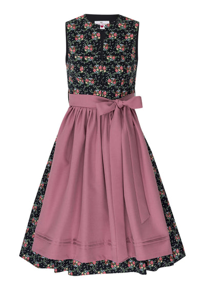 Baumwolldirndl schwarz mit bungen Blumen