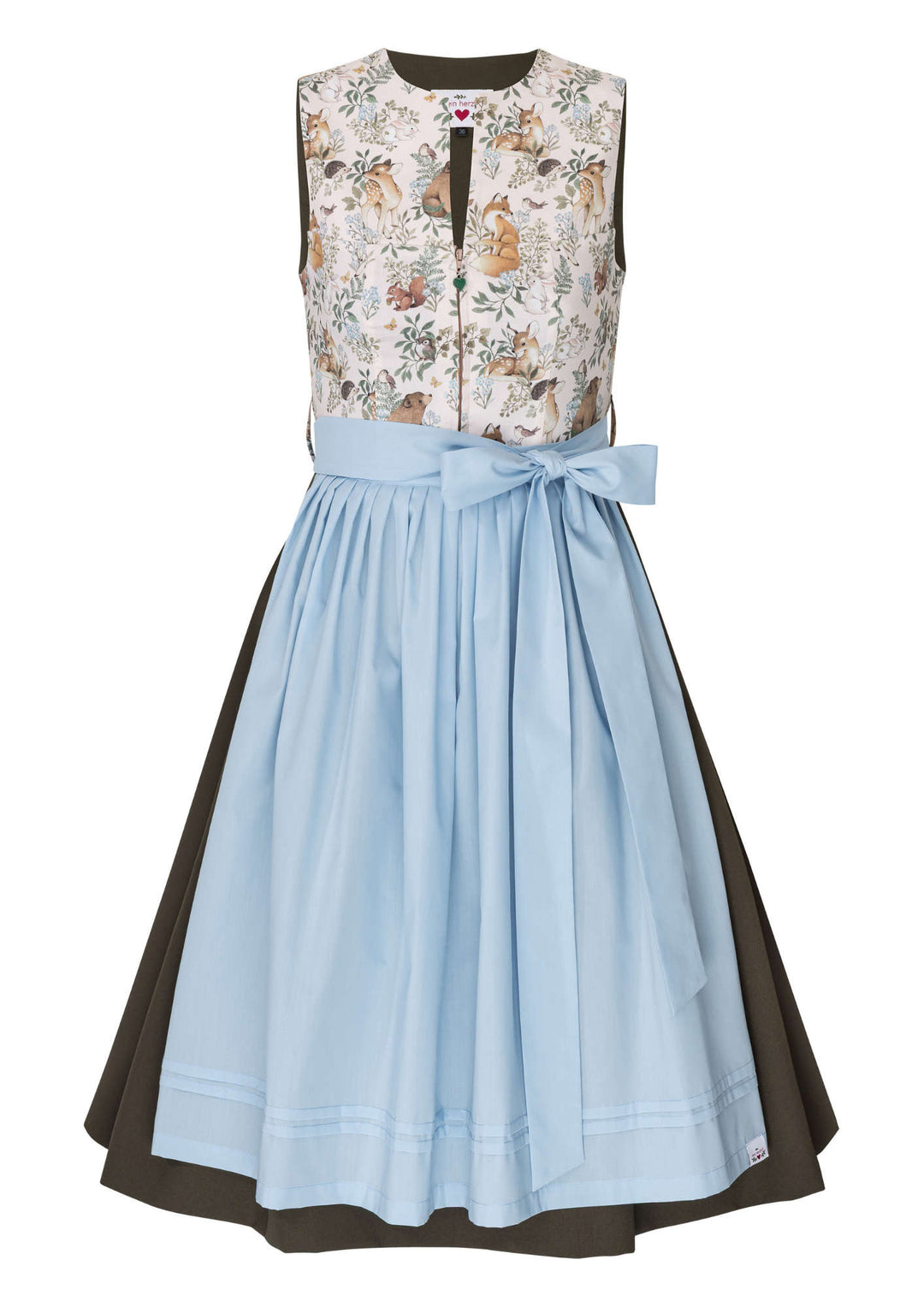 Dirndl Waldtiere in rosa und hellblau