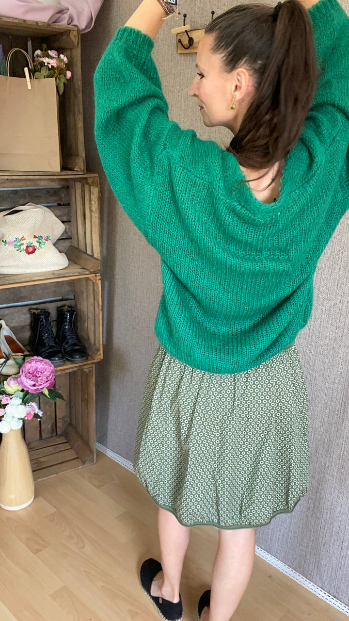 Flauschi Strickjacke in grün
