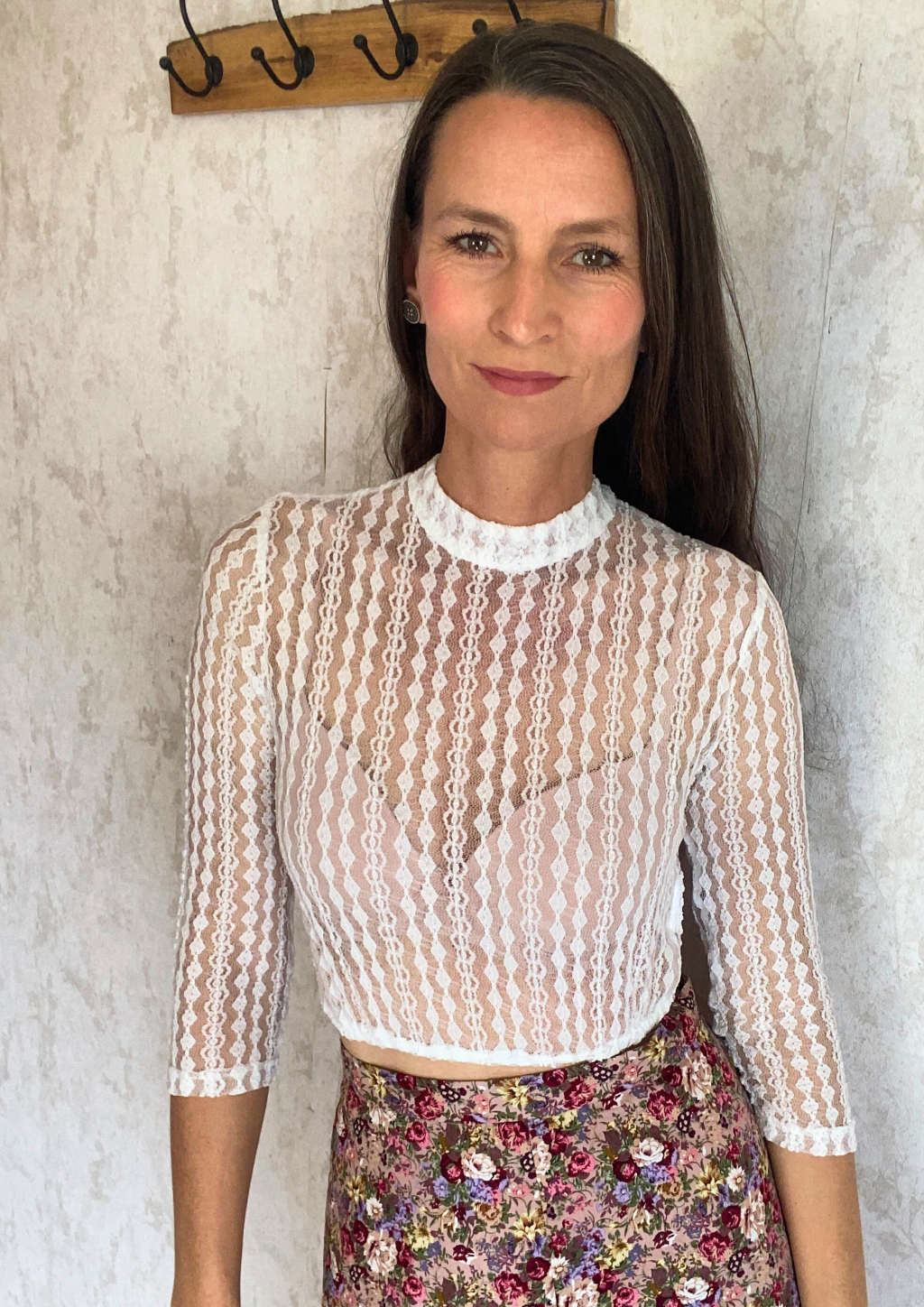 Weiße Spitzen Dirndlbluse Damen