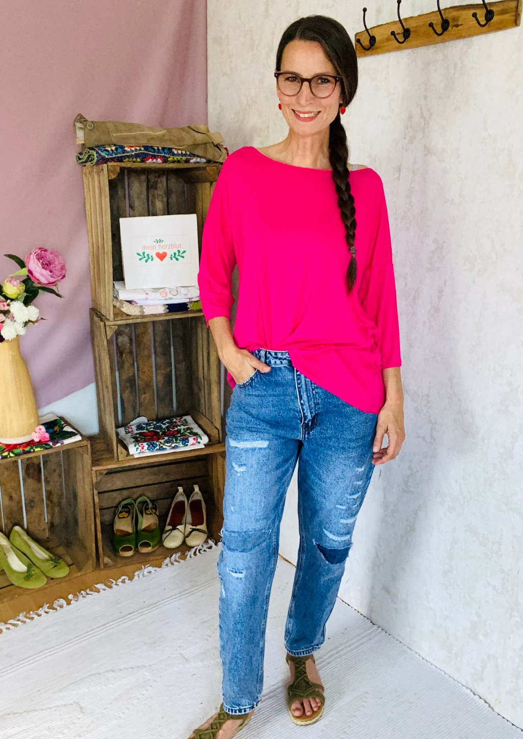 Oversize Shirt in Pink mein herzblut shop