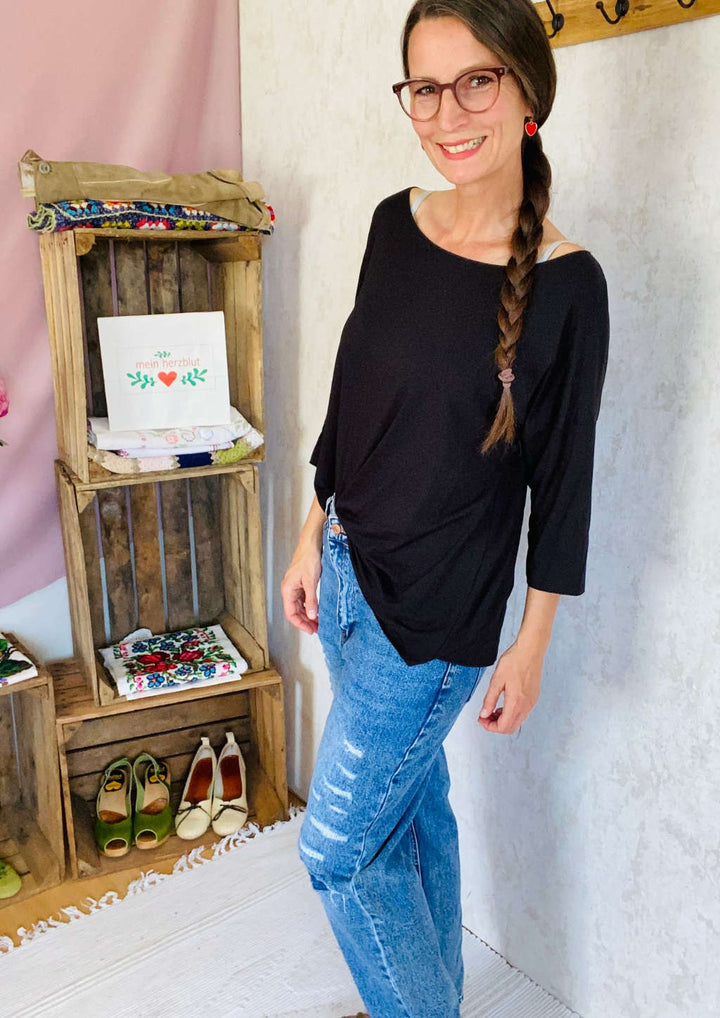 Großes Shirt für Damen Schwarz 