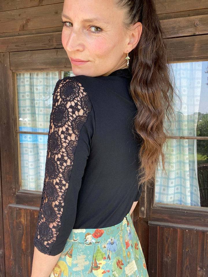 Jersey Dirndl-Body in schwarz aussergewöhnliche Eleganz