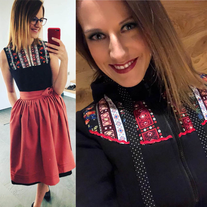 ausgefallenes Unikat Dirndl hochgeschlossen in schwarz 