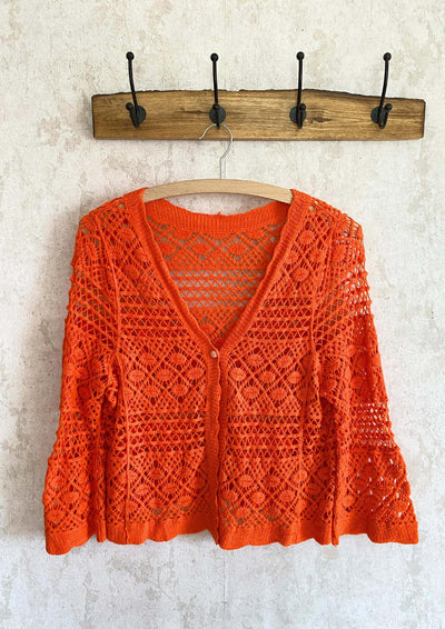 Häkel-Strickjacke in orange