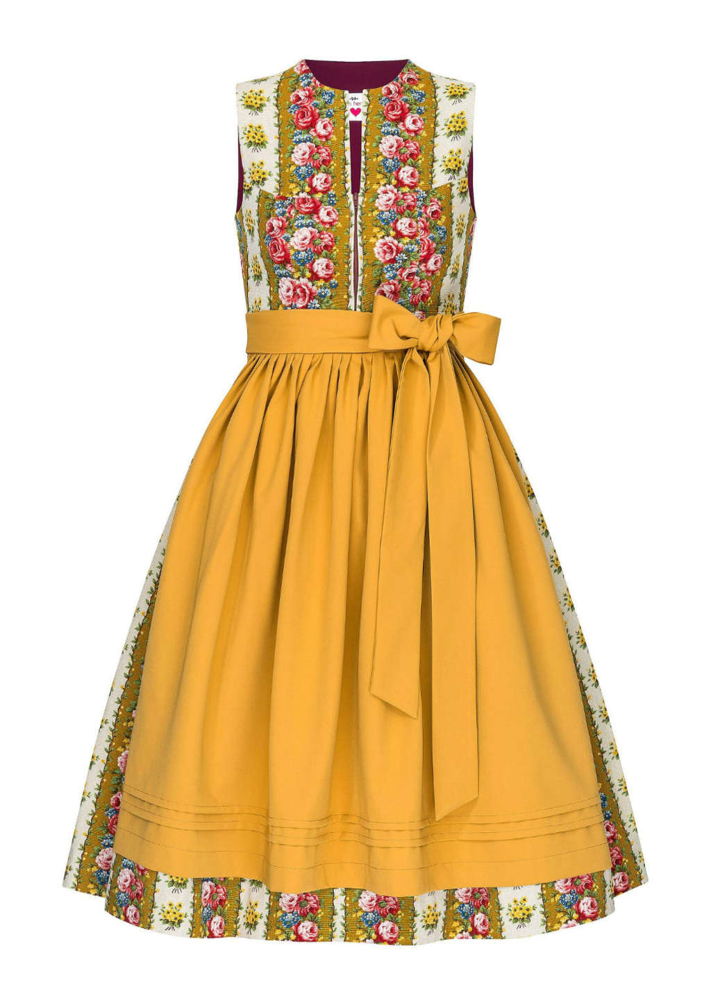 Dirndl gelb mit Rosen alter Vorhang