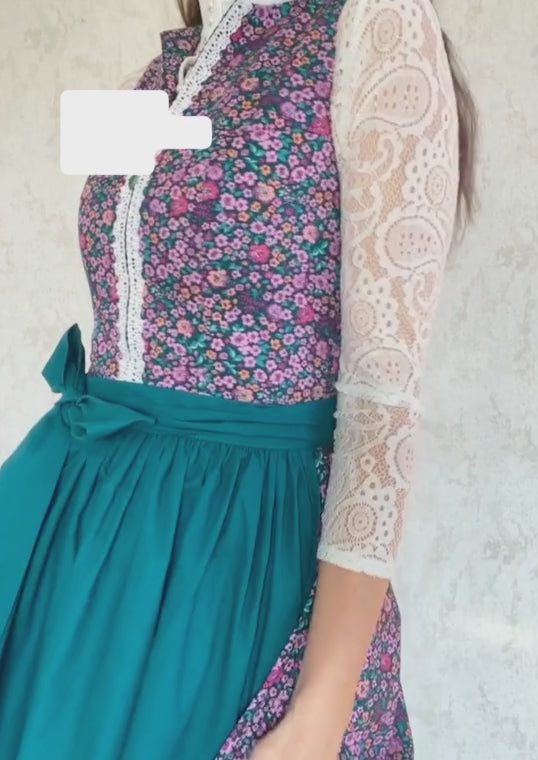 Dirndl Malediven hochgeschlossen aus Baumwolle