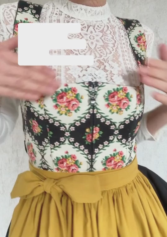 Rosendirndl retro Stil mit Rosen schwarz