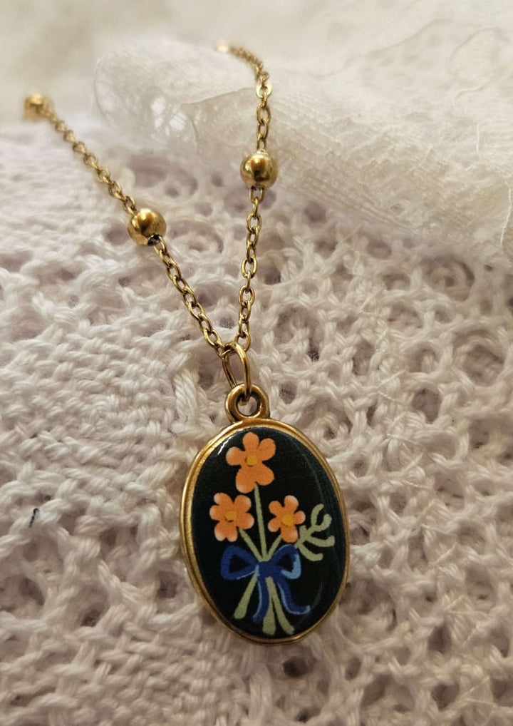 Schwarzer Blumenstrauss Anhänger 