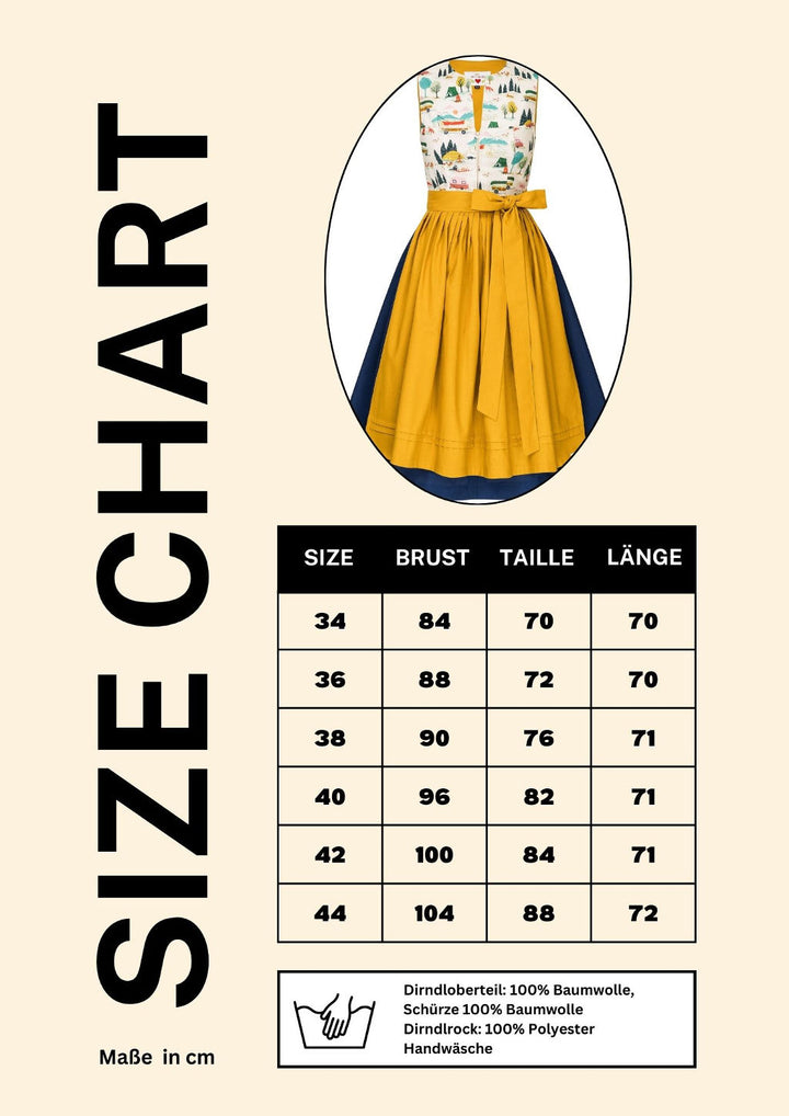 Größentabelle size chart mein herzblut Dirndl 