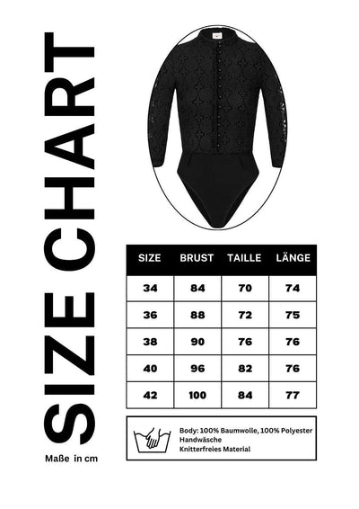 size chart Body schwarz Trachtenbody