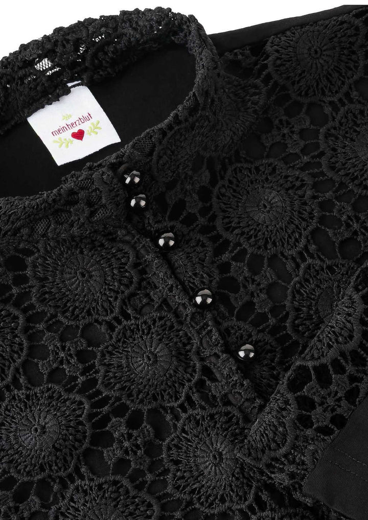 Haekelspitze herzblut Trachten retro Shop Body schwarz 