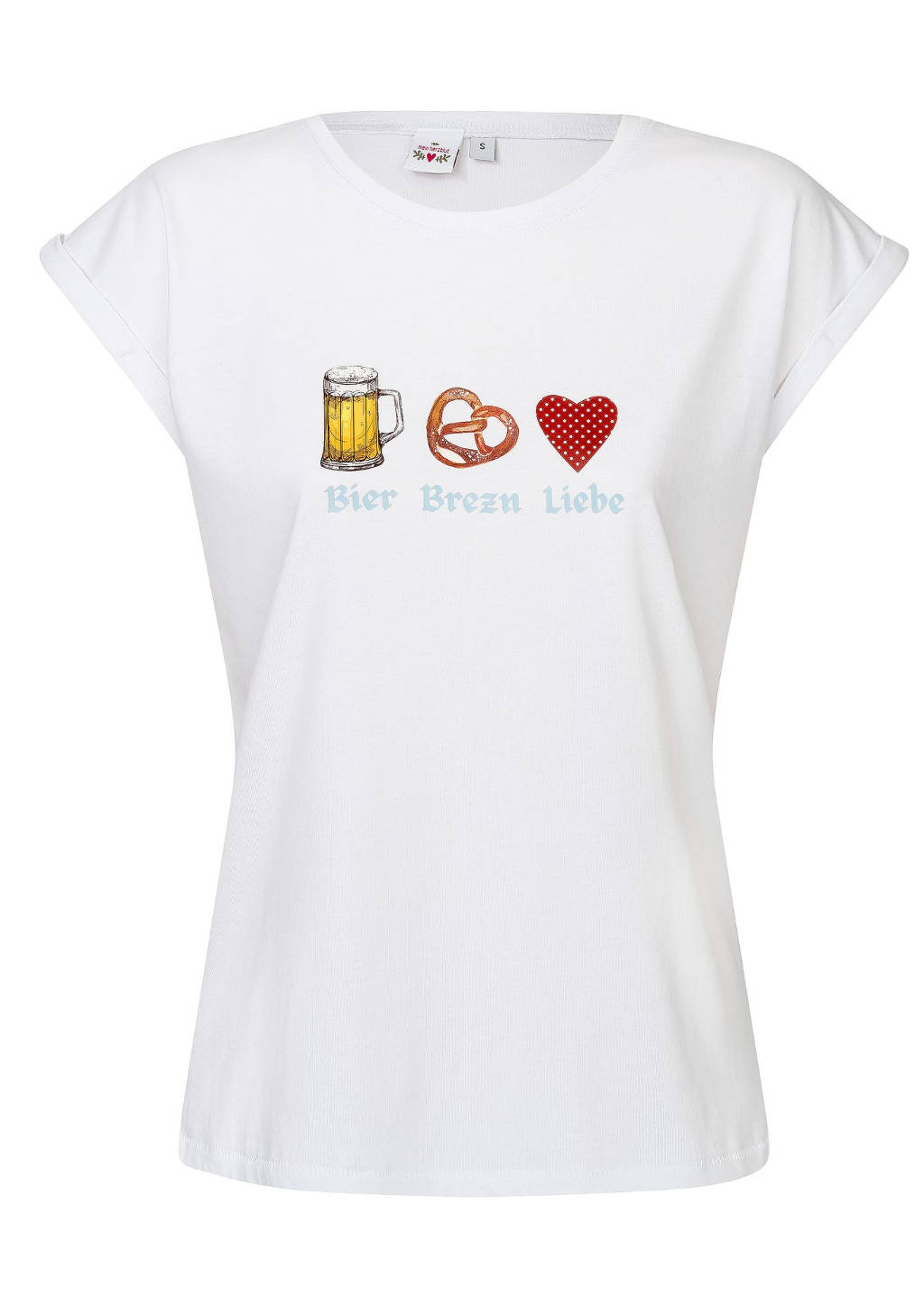 Bier Brezel Liebe Shirt in weiß herzblut Volksfest