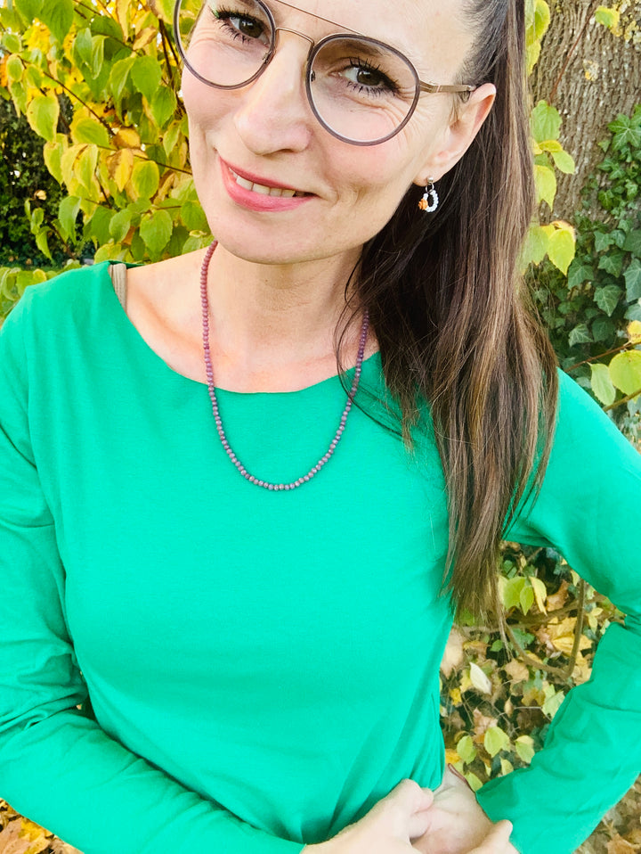 langarm Shirt in froschgrün Basic Oberteil für Frauen.
