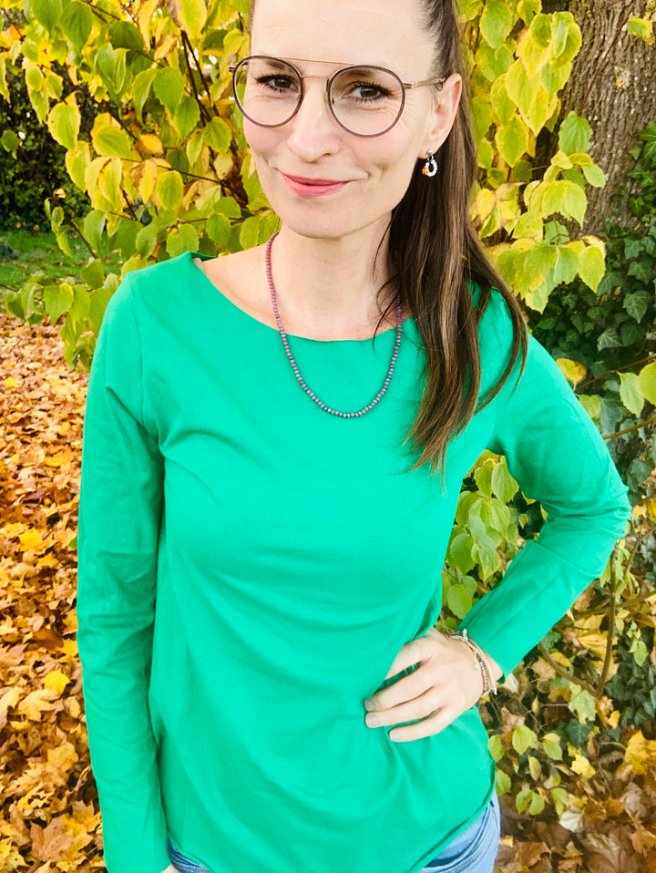 Damen langarm Shirt Pulli in grün 