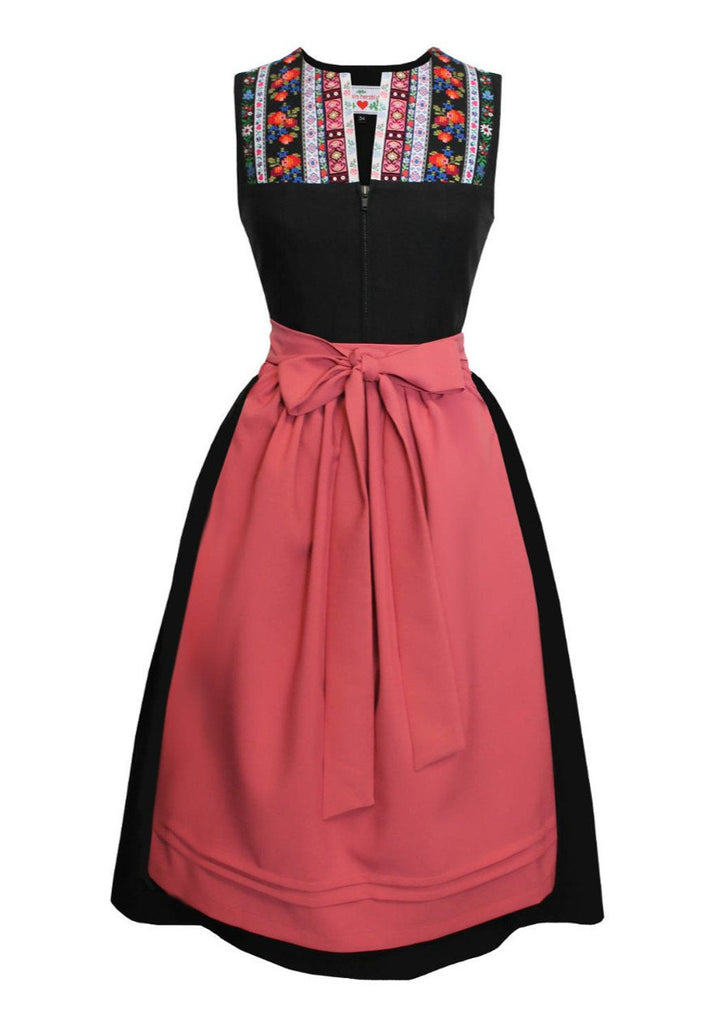 Ausgefallenes Vintage-Stil Dirndl mit Retro-Borten im Herzblut Shop.