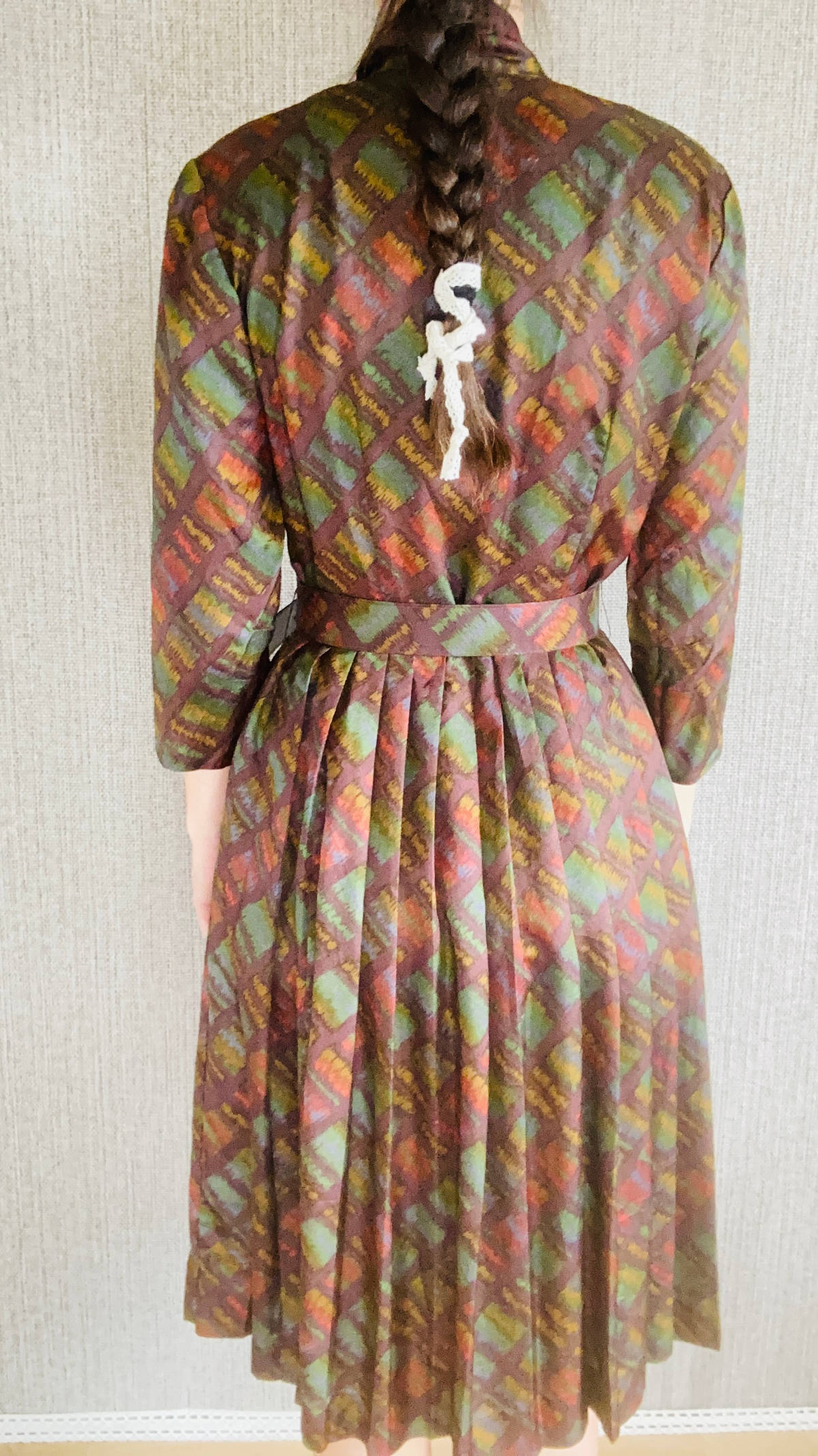 Faltenrock Kleid hochgeschlossen in braun Vintage retro langarm Kleid mein herzblut Niederbayern.