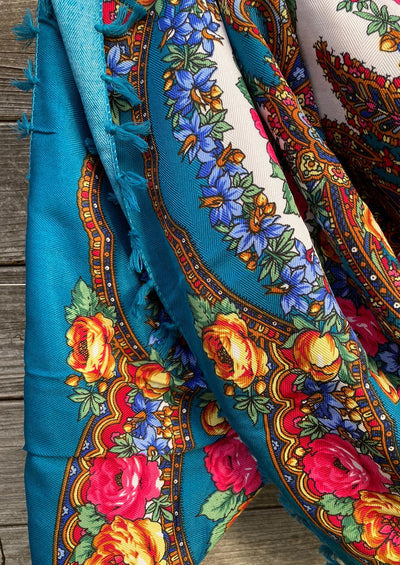 Folklore cloth turquoise