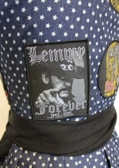 Detailansicht von Aufnäher in schwarz weiß  Lemmy Killmister 