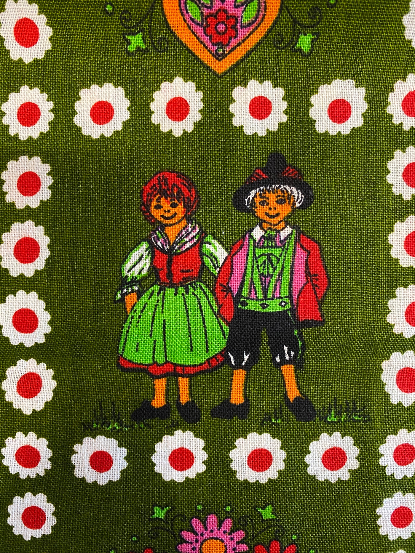Retro traditional couple fabric