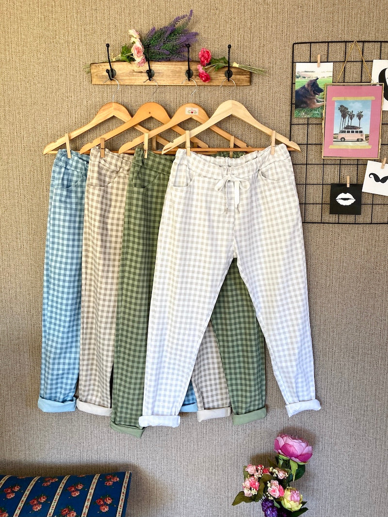 casual checked trousers with pockets