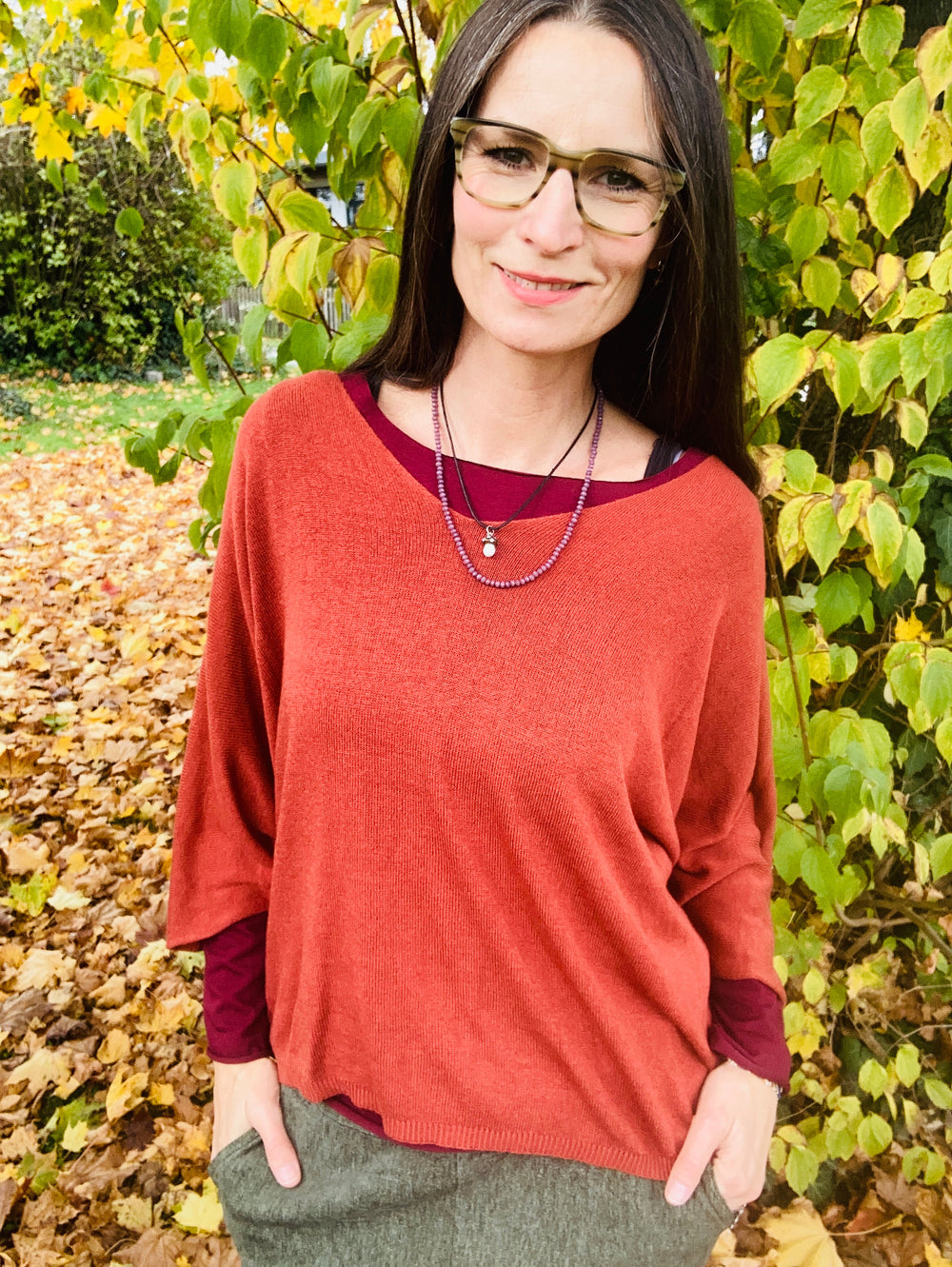 Oranger Pulli mit weiten Halsausschnitt mein herzblut 