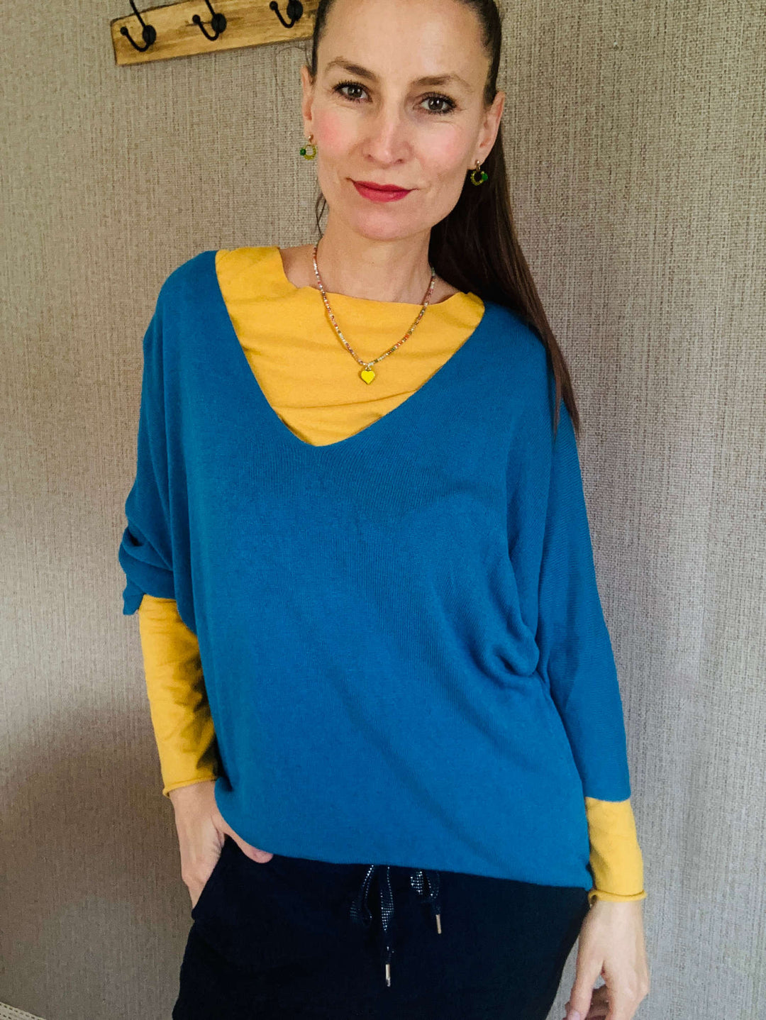 Strickpulli in blau retro blau mein herzblut Niederbayern