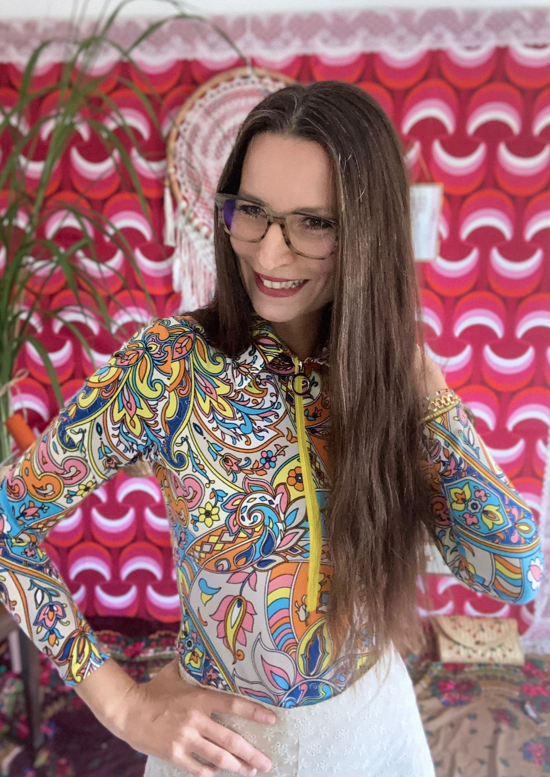 Retro long sleeve bodysuit