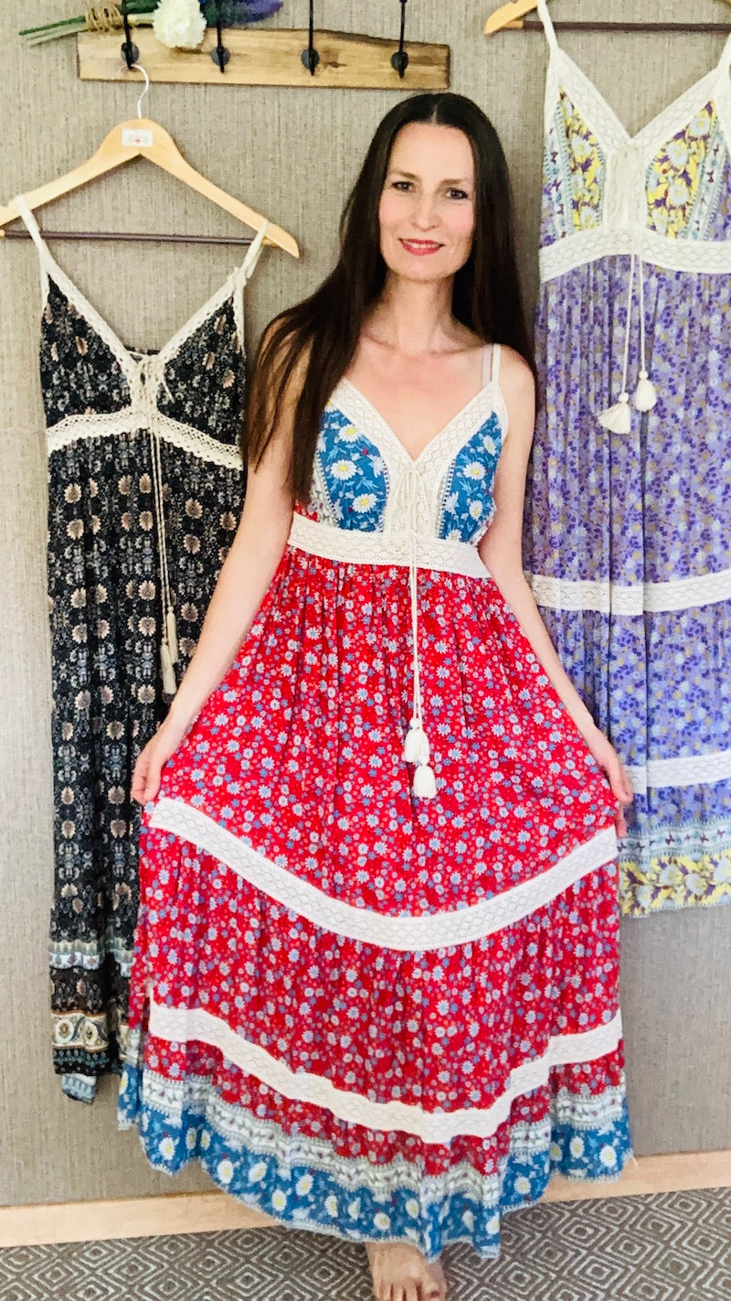 Sommer Kleid Ibiza Stil rot