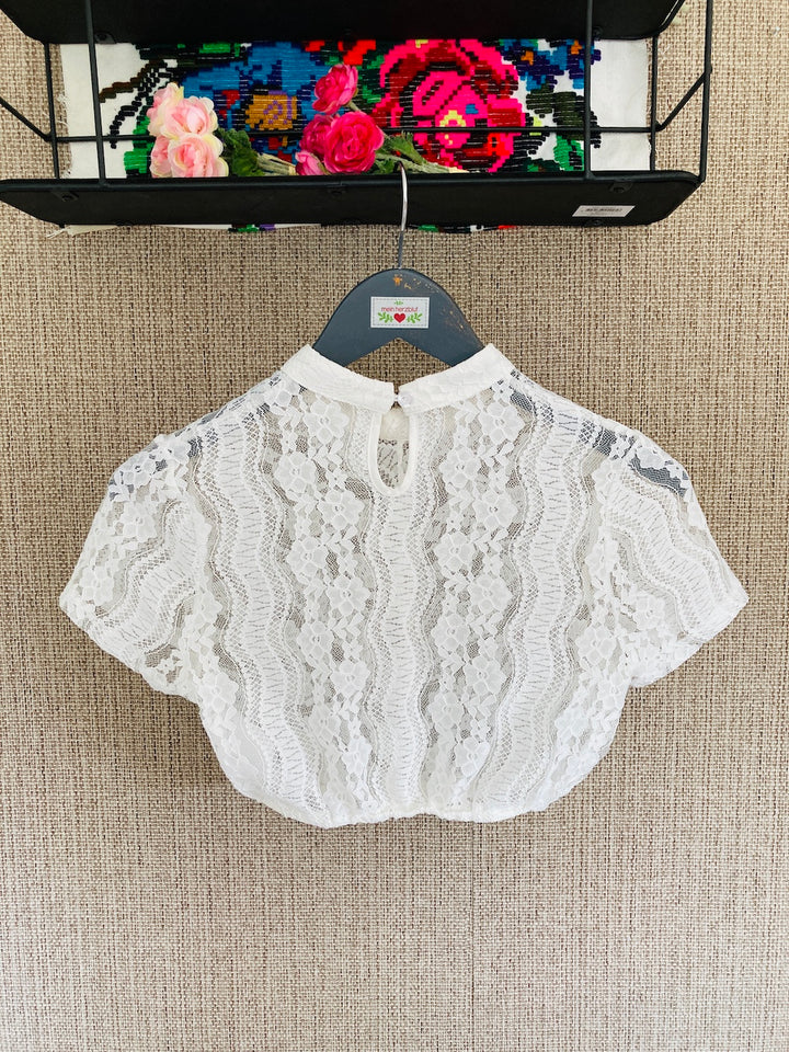 Lace blouse with stand-up collar