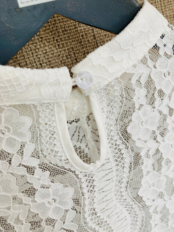 Lace blouse with stand-up collar