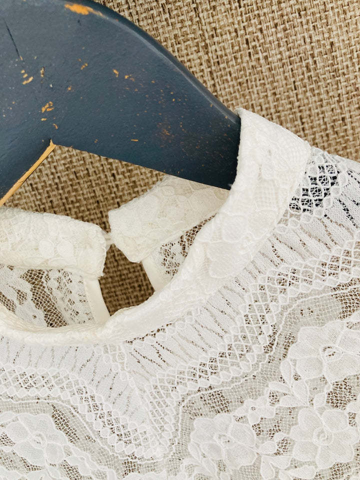Lace blouse with stand-up collar