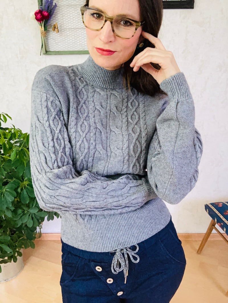 Gray cable knit sweater